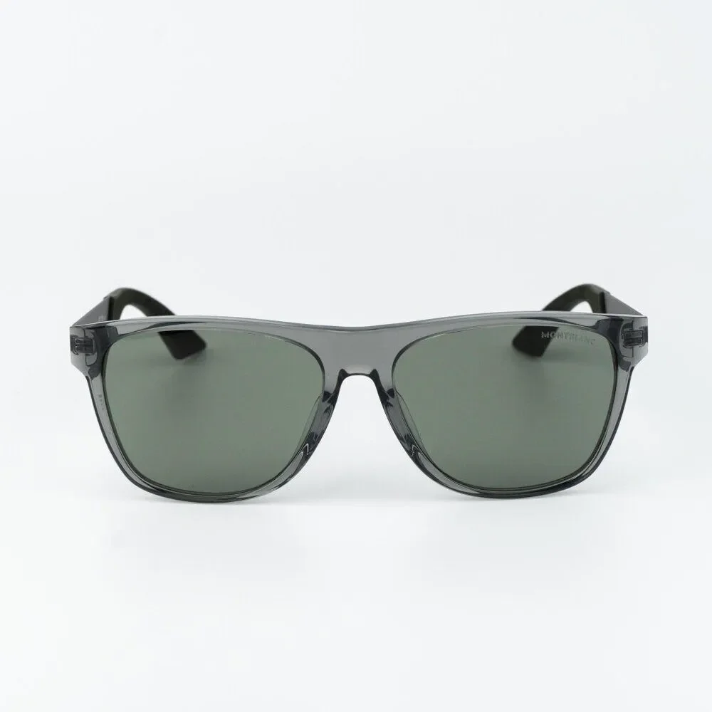 Montblanc Men Sunglasses Grey Ruthenium Green Square MB0298S 003 NEW AUTHENTIC